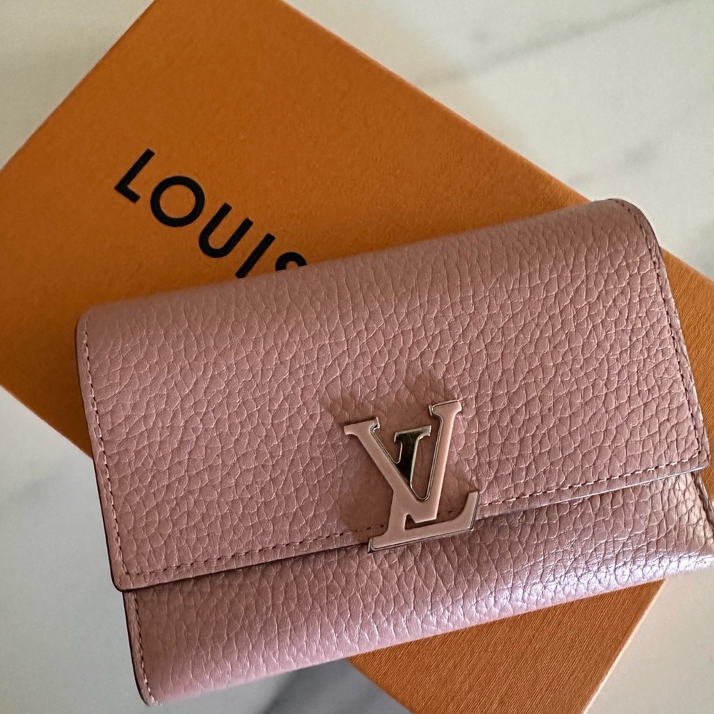 Authentic LV Capucine Wallet Taupe and Magnolia